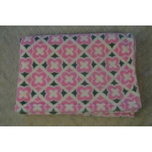 Baby Gear Pink Floral Baby Blanket White Gray Flower Print Plush Soft Lovey